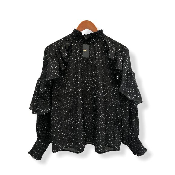 Maje | Printed Star Ruffle Blouse - Picture 1 of 1